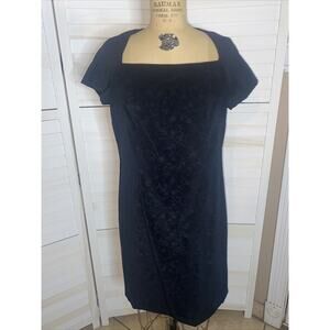 Halmode Petites Women’s Velour Little Black Pencil Dress Size 10 90’s VINTAGE
